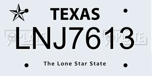 LNJ7613 Texas License Plate