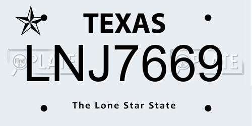 LNJ7669 Texas License Plate