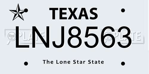 LNJ8563 Texas License Plate