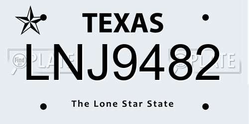 LNJ9482 Texas License Plate