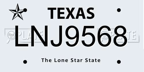 LNJ9568 Texas License Plate