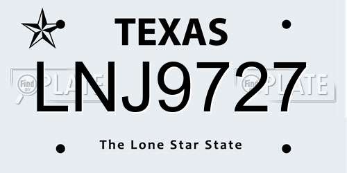 LNJ9727 Texas License Plate