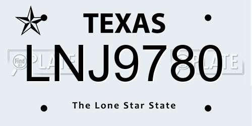 LNJ9780 Texas License Plate
