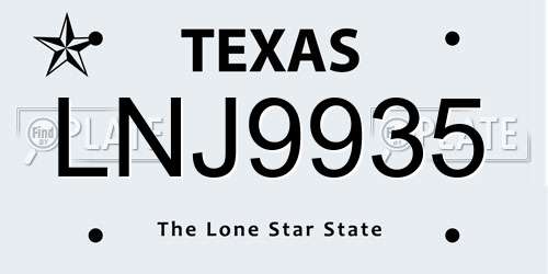 LNJ9935 Texas License Plate