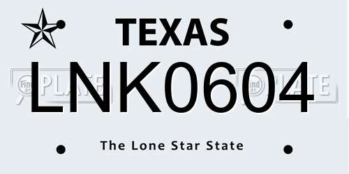 LNK0604 Texas License Plate