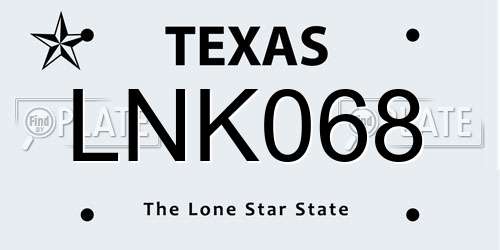 LNK068 Texas License Plate