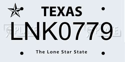 LNK0779 Texas License Plate
