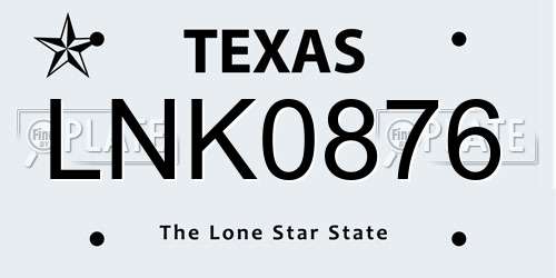 LNK0876 Texas License Plate