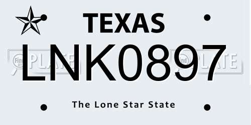 LNK0897 Texas License Plate