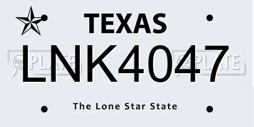 LNK4047 Texas License Plate