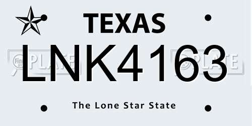 LNK4163 Texas License Plate