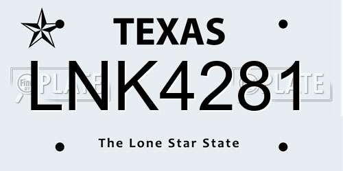 LNK4281 Texas License Plate