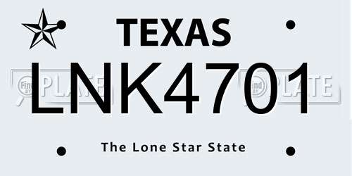 LNK4701 Texas License Plate