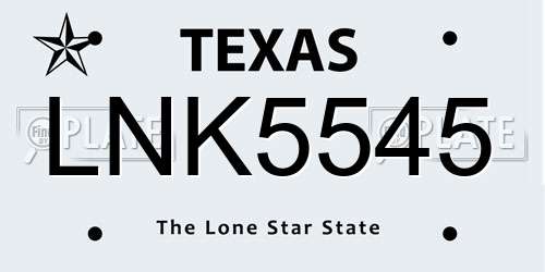 LNK5545 Texas License Plate