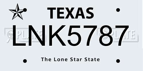 LNK5787 Texas License Plate
