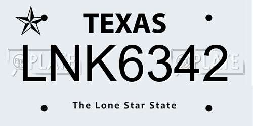 LNK6342 Texas License Plate