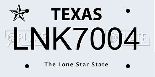 LNK7004 Texas License Plate