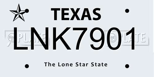 LNK7901 Texas License Plate