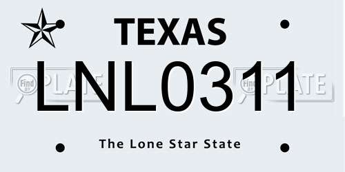 LNL0311 Texas License Plate