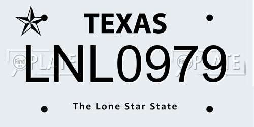 LNL0979 Texas License Plate