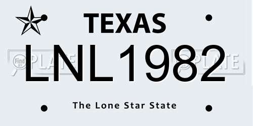 LNL1982 Texas License Plate