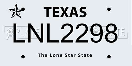 LNL2298 Texas License Plate