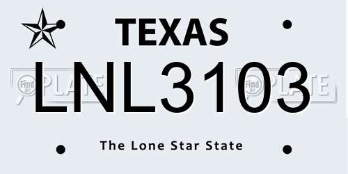 LNL3103 Texas License Plate