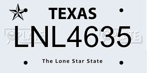 LNL4635 Texas License Plate
