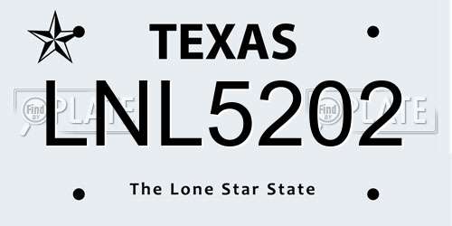 LNL5202 Texas License Plate