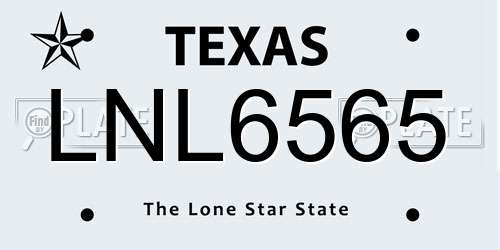 LNL6565 Texas License Plate