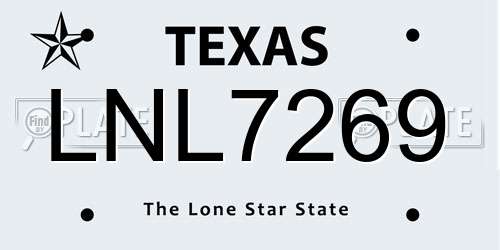 LNL7269 Texas License Plate