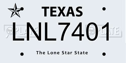 LNL7401 Texas License Plate