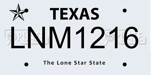 LNM1216 Texas License Plate