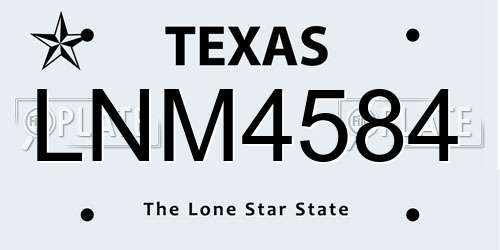 LNM4584 Texas License Plate
