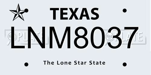LNM8037 Texas License Plate