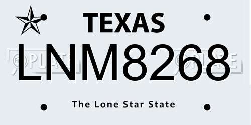 LNM8268 Texas License Plate