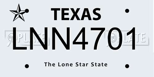 LNN4701 Texas License Plate