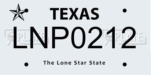 LNP0212 Texas License Plate