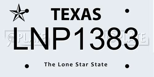 LNP1383 Texas License Plate