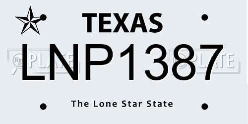 LNP1387 Texas License Plate