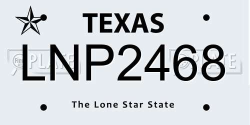 LNP2468 Texas License Plate