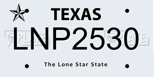 LNP2530 Texas License Plate