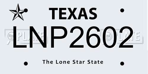LNP2602 Texas License Plate
