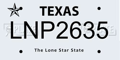 LNP2635 Texas License Plate