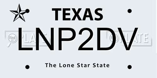 LNP2DV Texas License Plate