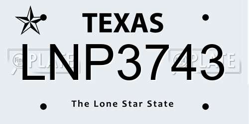 LNP3743 Texas License Plate