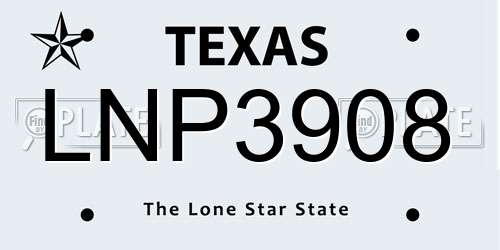 LNP3908 Texas License Plate