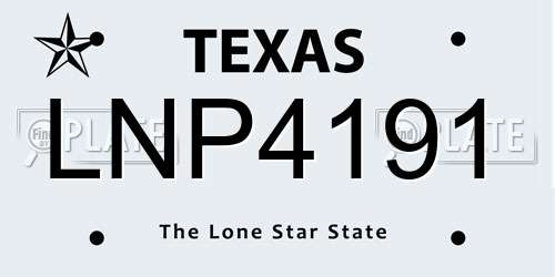 LNP4191 Texas License Plate