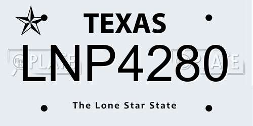 LNP4280 Texas License Plate