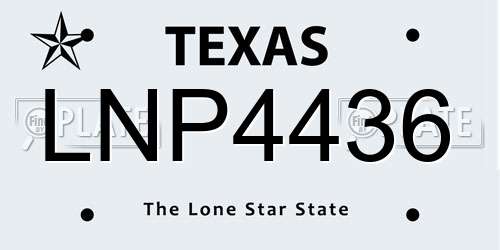 LNP4436 Texas License Plate